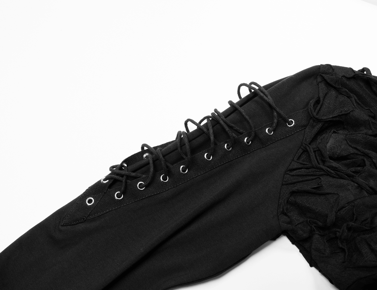 Dark Mysterious Long Sleeves Ripped Hoodie With Lace Up