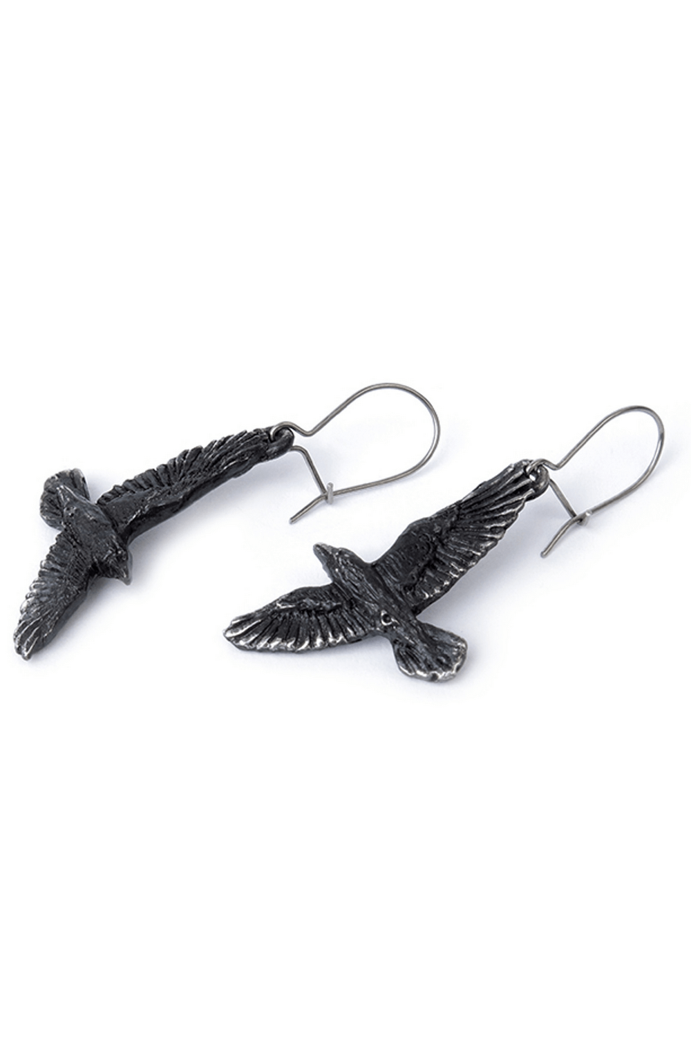 Dark Raven Earrings with Winged Design for Gothic Style