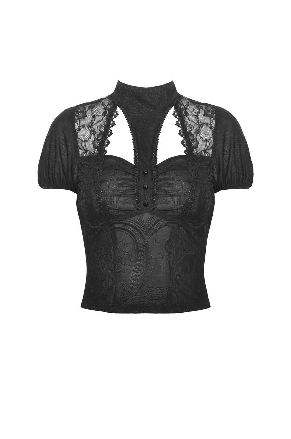 Dark Romantic Gothic Lace Top With Short Sleeves