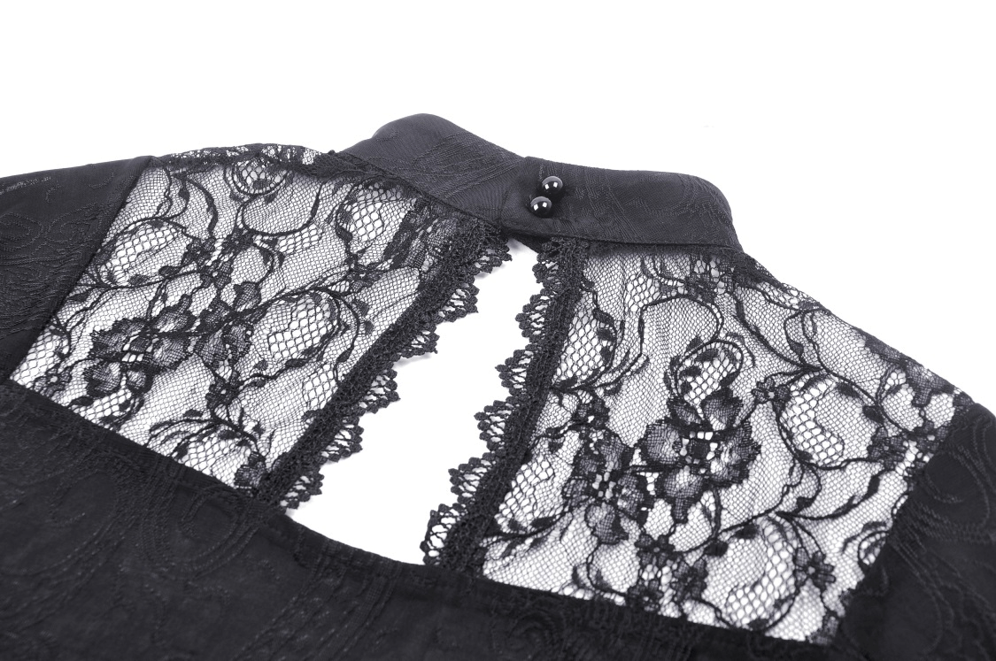 Dark Romantic Gothic Lace Top With Short Sleeves