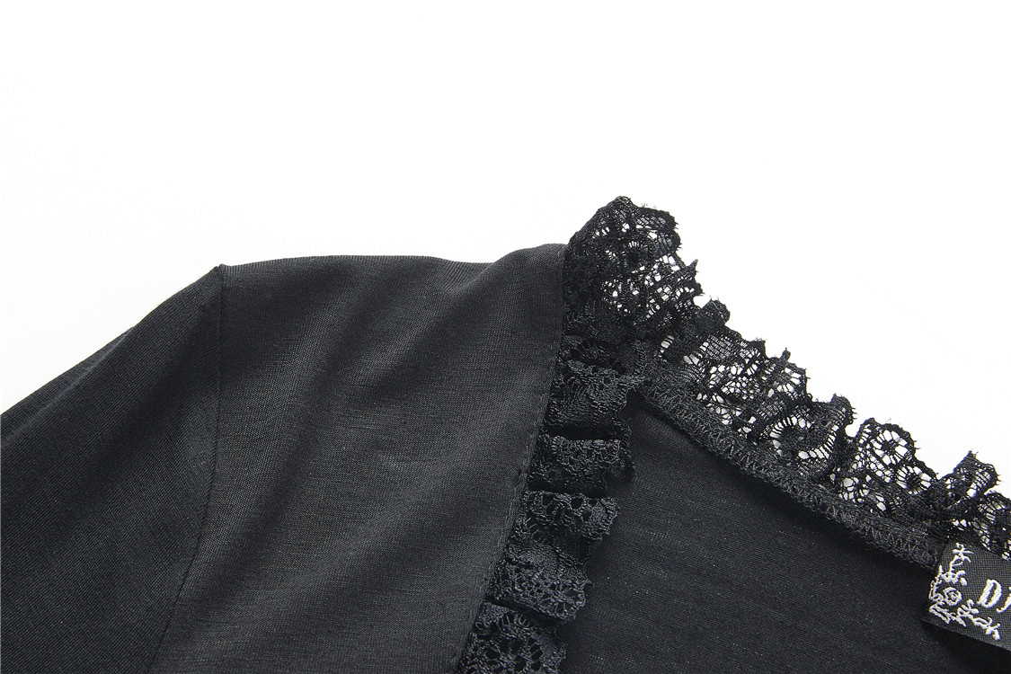 Dark Romantic Lace Top with Long and Flared Sleeves