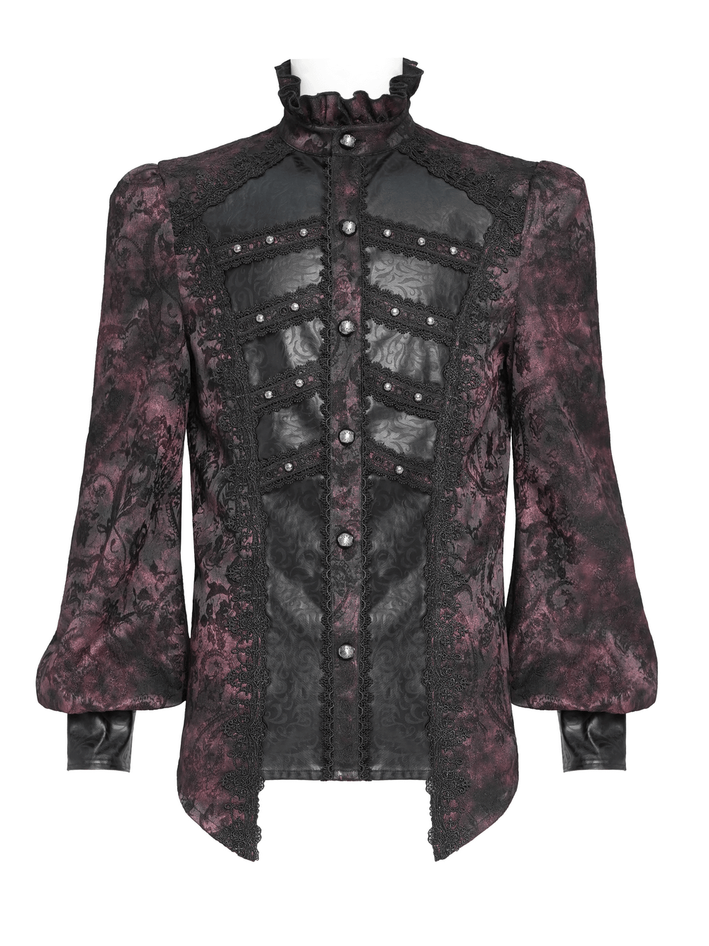 Dark Romantic Shirt with Ruffled Collar and Buttons