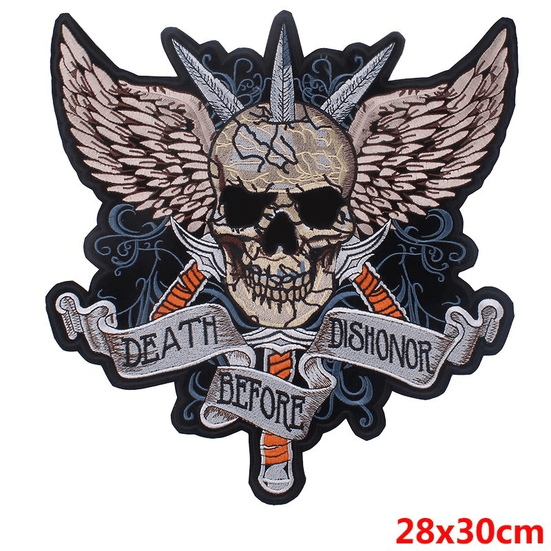 Death Before Dishonor Print Iron-On Patch For Jackets / Large Embroidered Biker Patches For Clothes