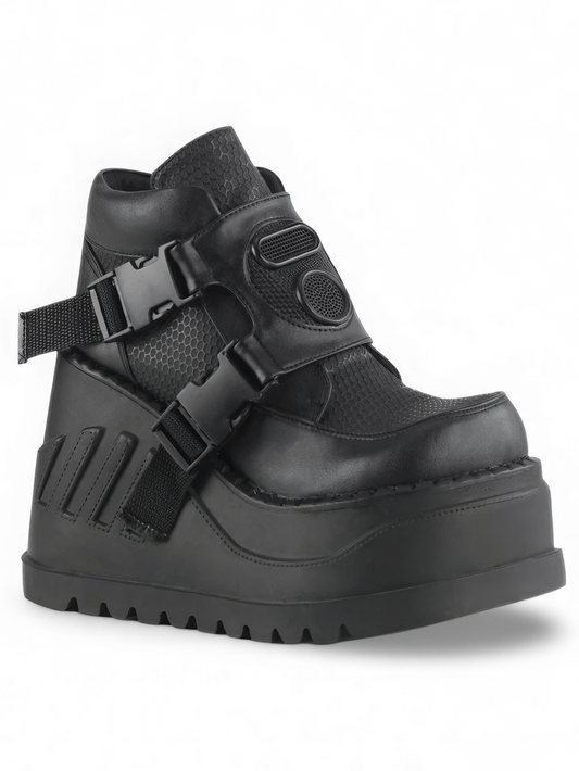 DEMONIA Cyberpunk Platform Boots with Snap Buckles