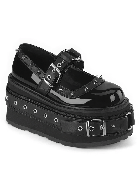 DEMONIA Spiked Platform Mary Jane with O-Ring Detail