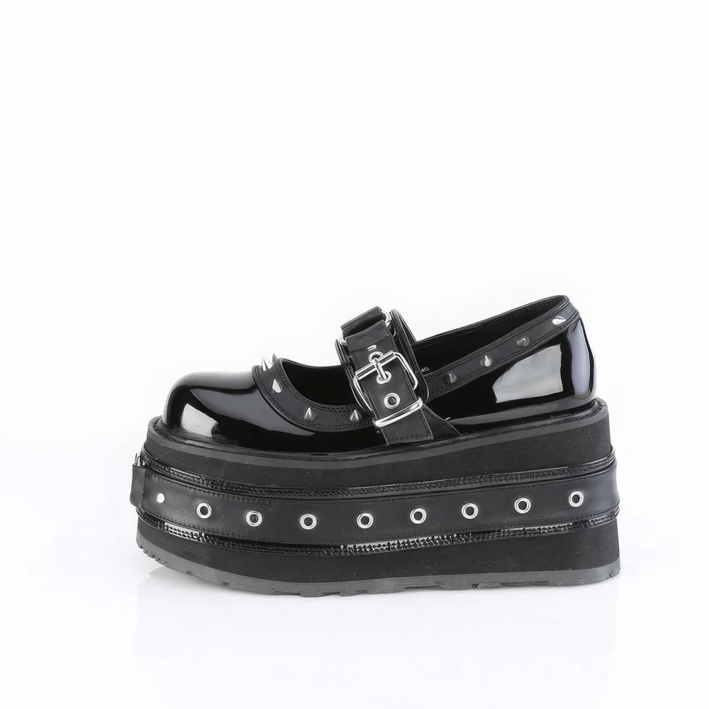 DEMONIA Spiked Platform Mary Jane with O-Ring Detail