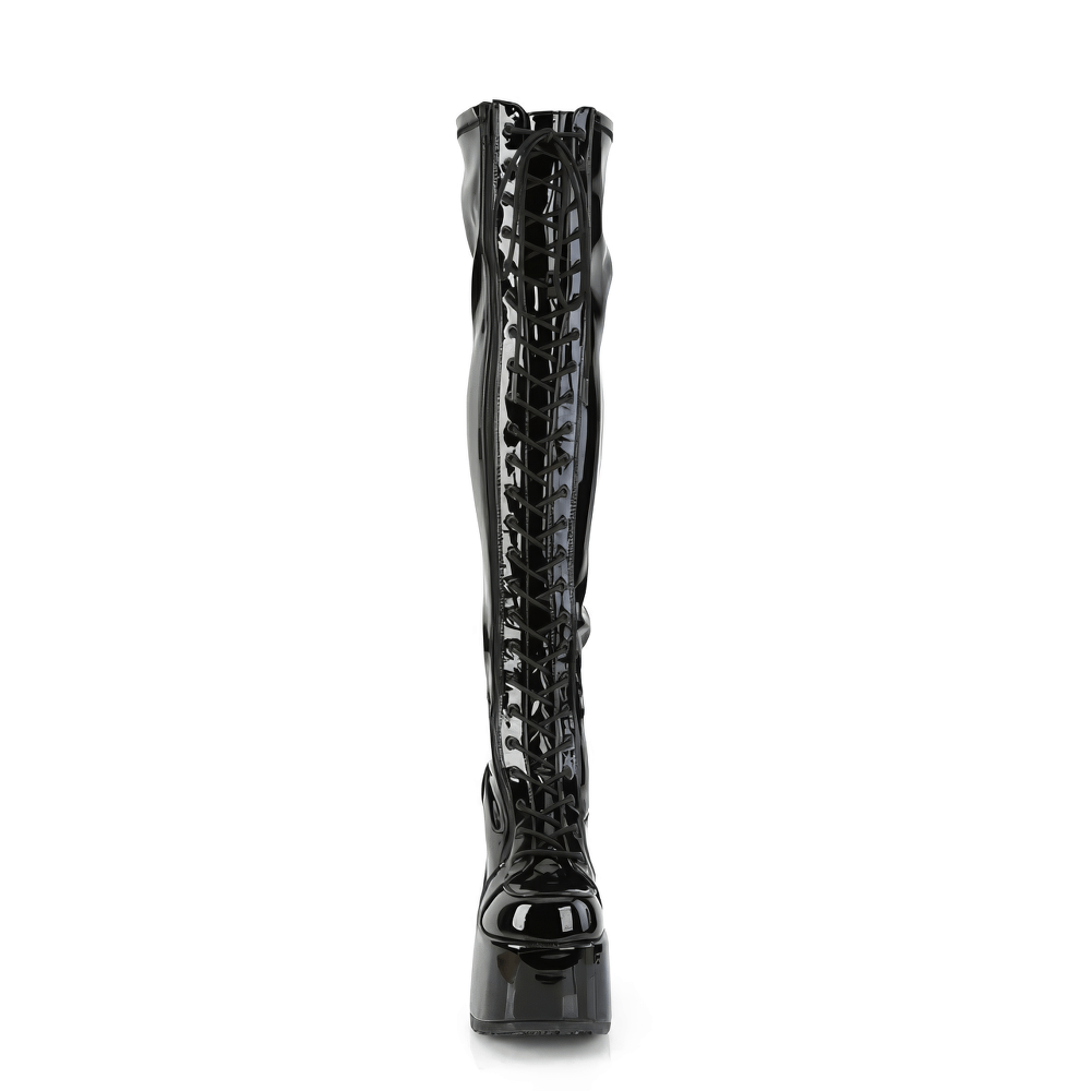 DEMONIA Statement Thigh-High Boots with Bold Platform