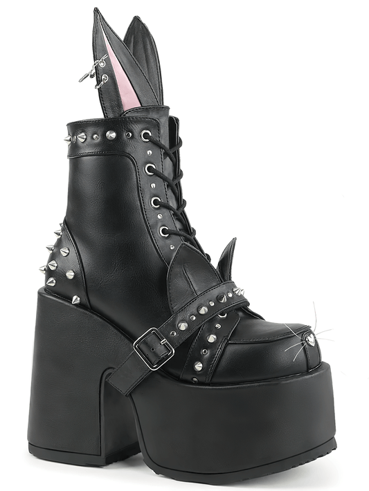 DEMONIA Women's Platform Boots with Bunny Ears and Spikes