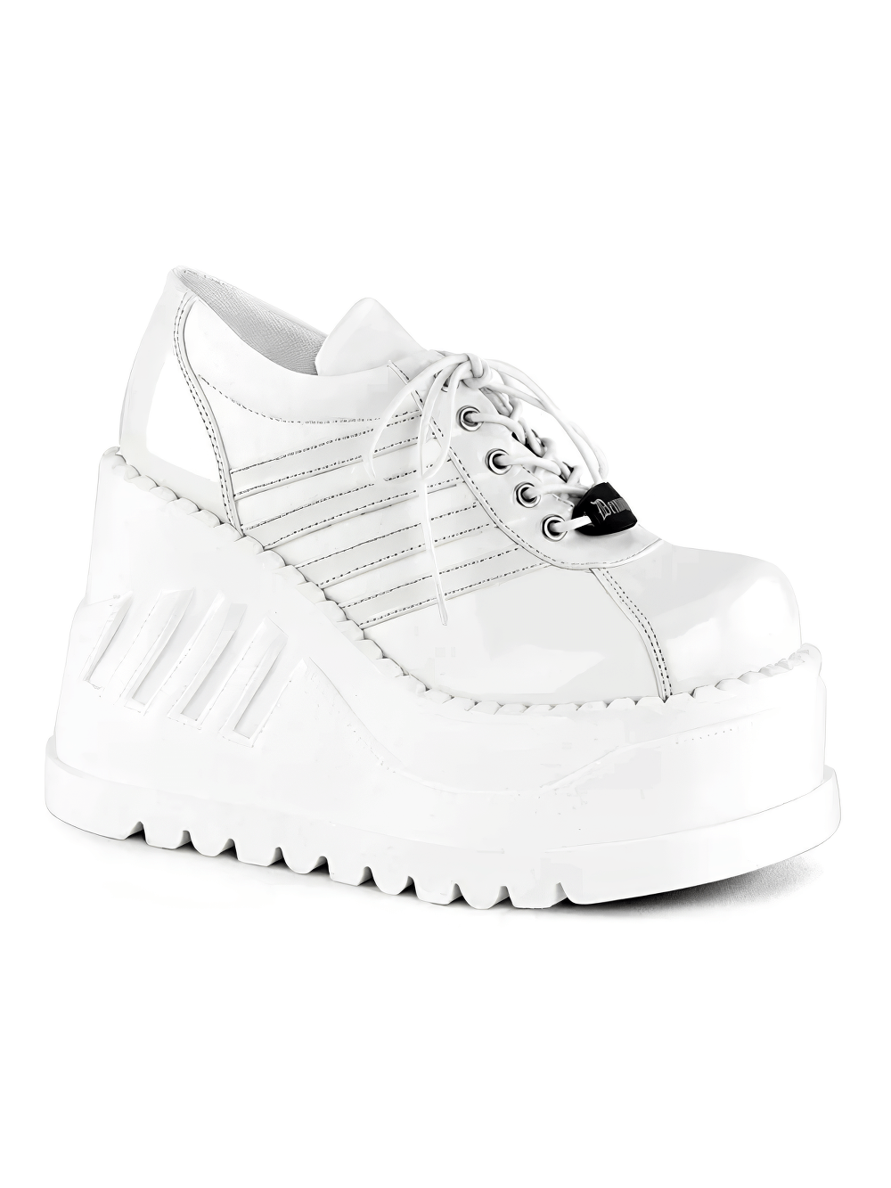 DEMONIA Women's White Lace-Up Platform Sneakers Shoe