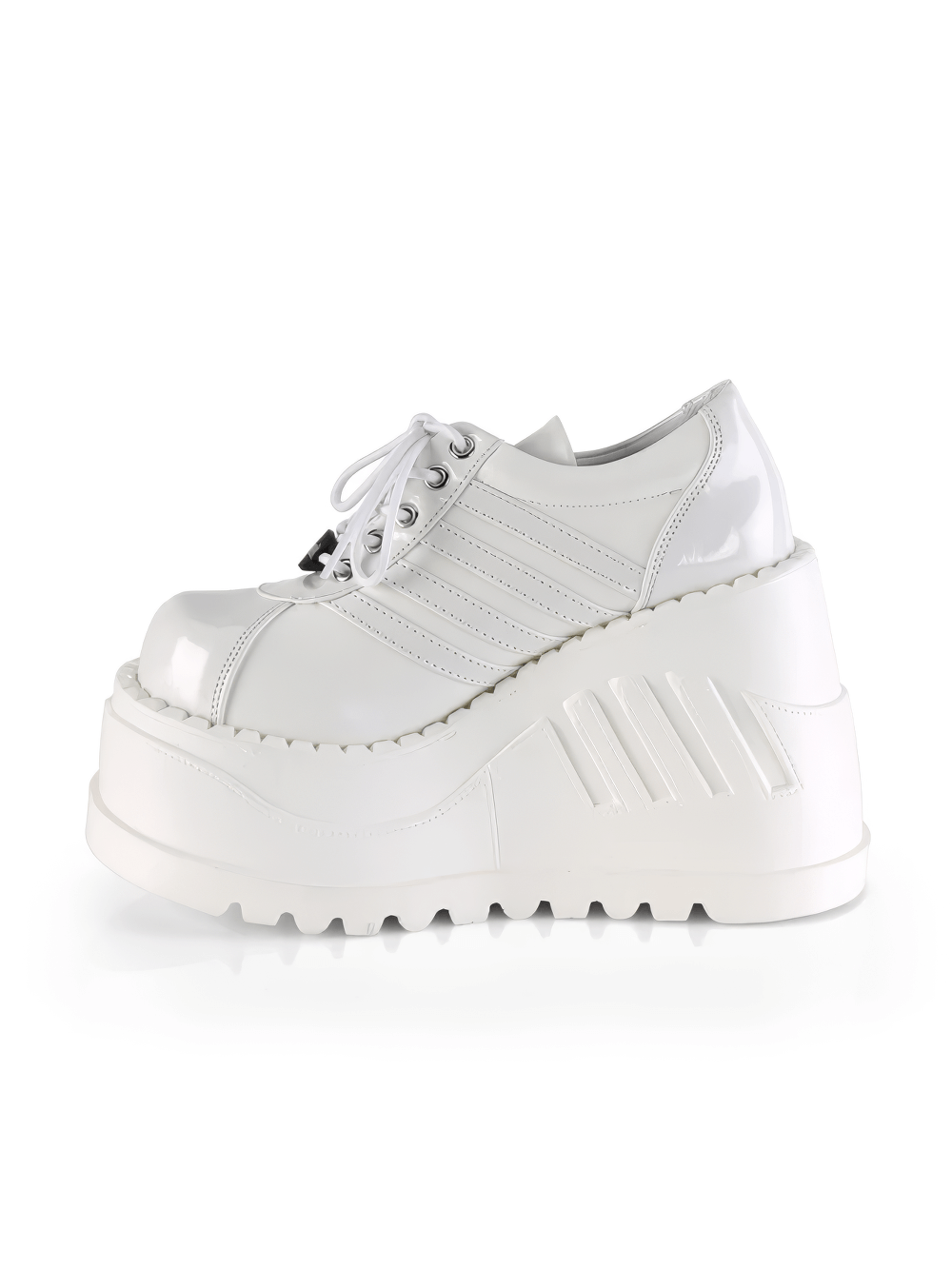 DEMONIA Women's White Lace-Up Platform Sneakers Shoe