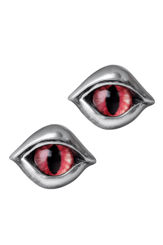 Demonic Eye Ear Studs with Red and Black Glass Iris