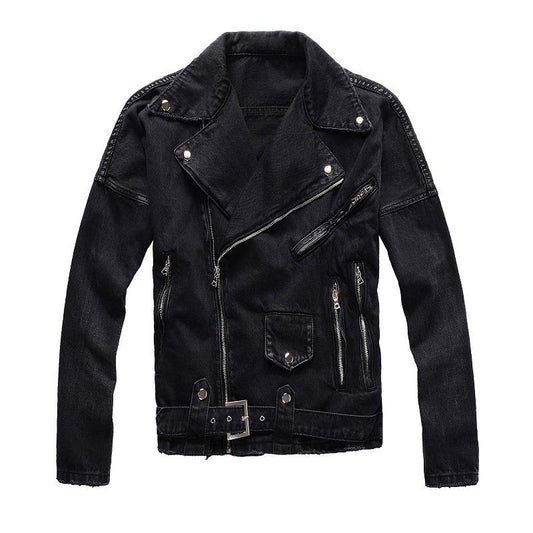 Denim Zipper Men's Punk Jacket / Streetwear Fashion Motorcycle Jacket / Biker Clothes