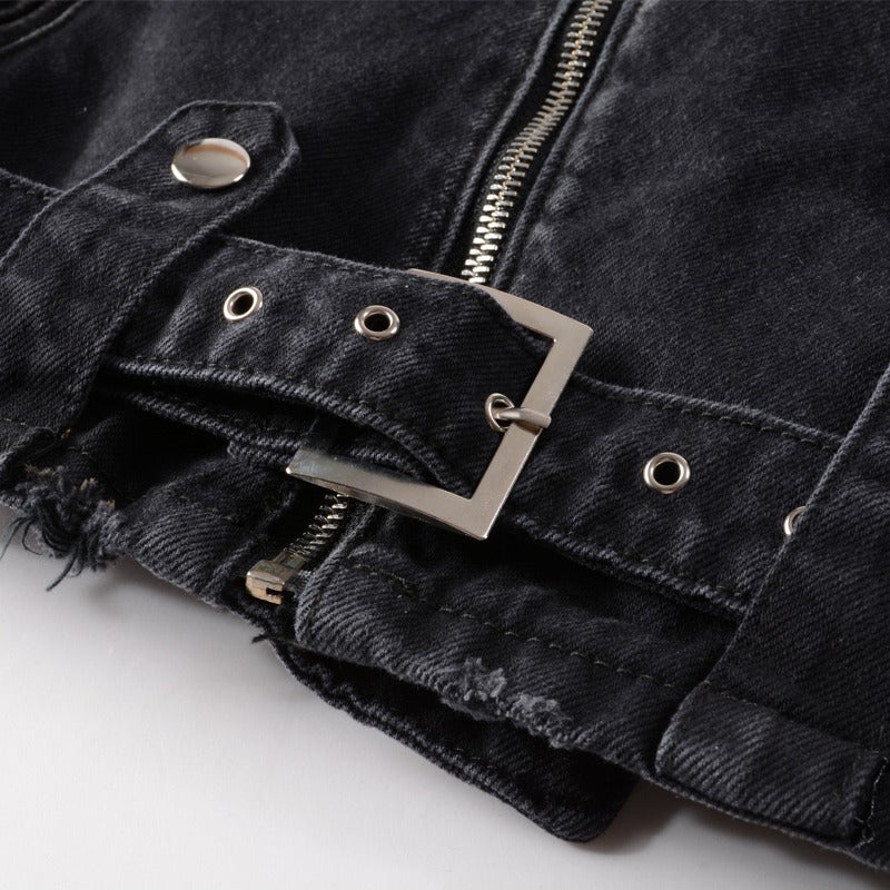 Denim Zipper Men's Punk Jacket / Streetwear Fashion Motorcycle Jacket / Biker Clothes