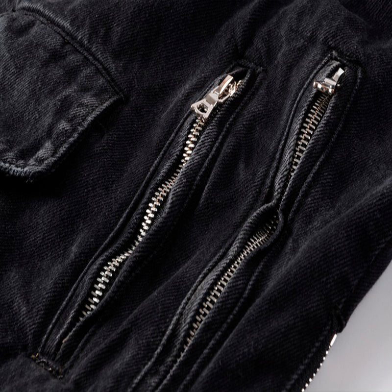 Denim Zipper Men's Punk Jacket / Streetwear Fashion Motorcycle Jacket / Biker Clothes