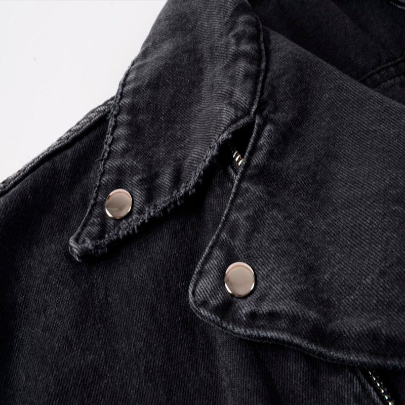 Denim Zipper Men's Punk Jacket / Streetwear Fashion Motorcycle Jacket / Biker Clothes