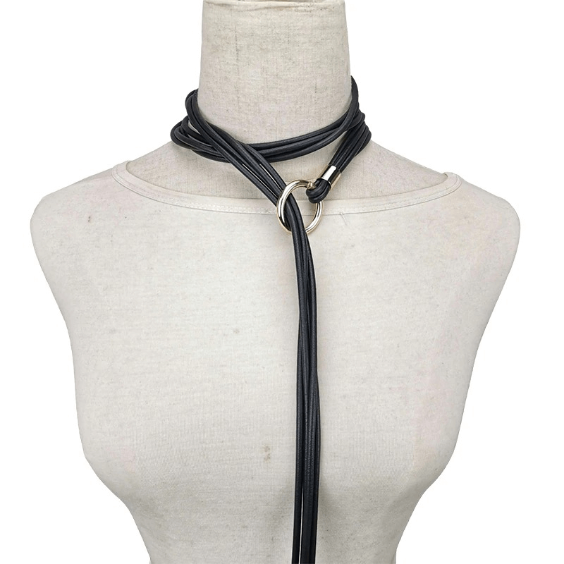 Designer Handmade Black Necklace for Women / Luxury Goth Long Rubber Accessories