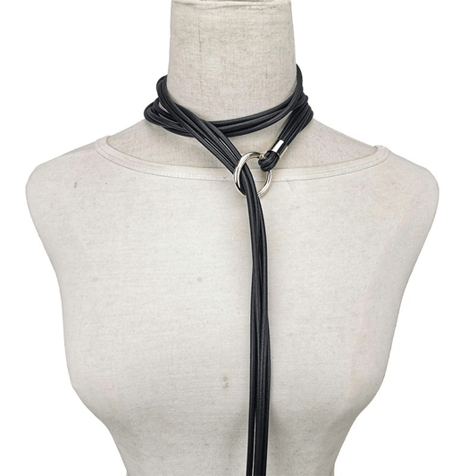 Designer Handmade Black Necklace for Women / Luxury Goth Long Rubber Accessories