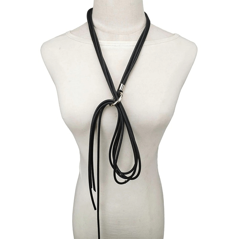 Designer Handmade Black Necklace for Women / Luxury Goth Long Rubber Accessories