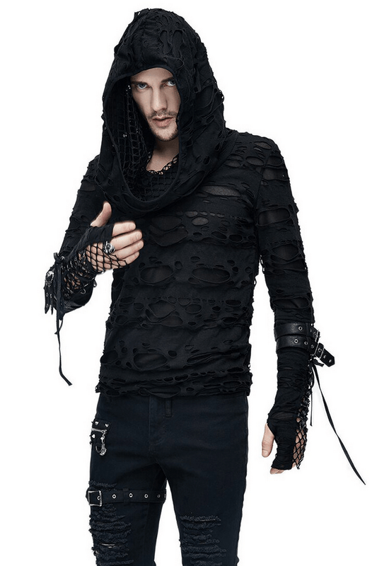 Devil Fashion Gothic Black Hole Rock Men Retro Long Sleeve Hoodie Casual Slim