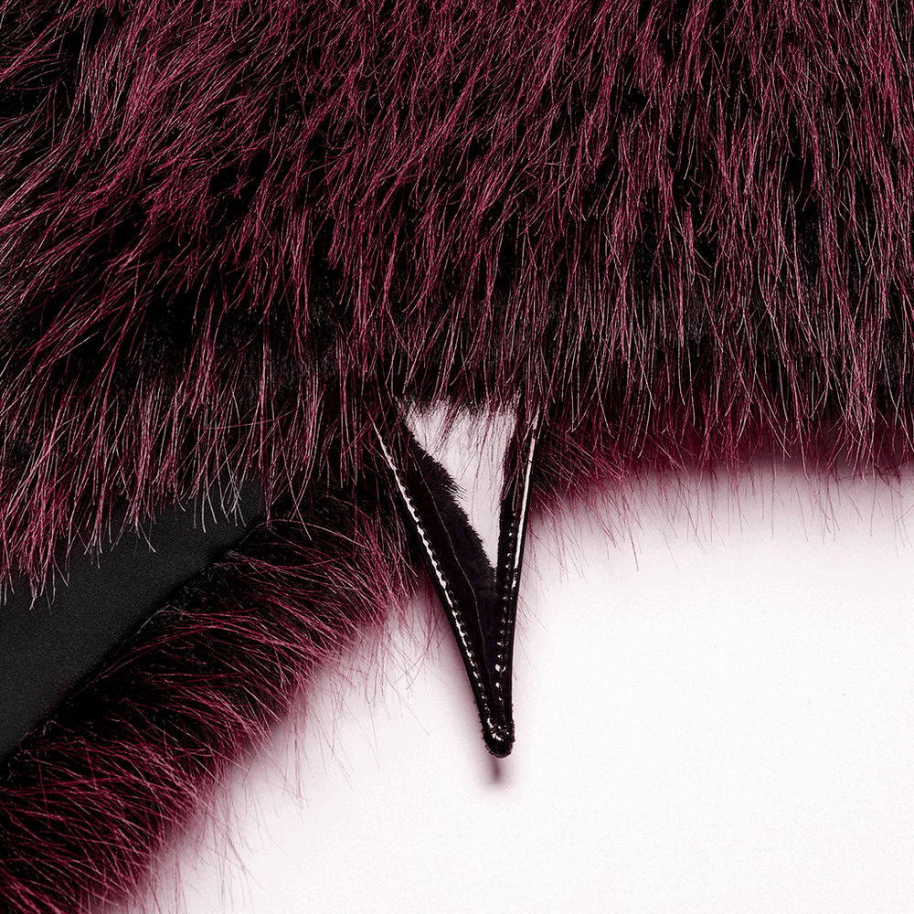 Devil Fur Cape with Stand Collar and Leather Details