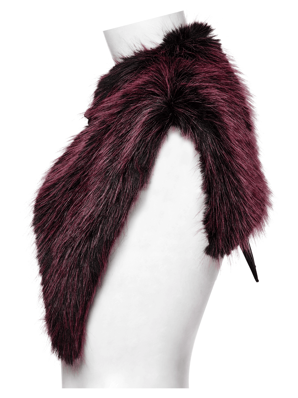 Devil Fur Cape with Stand Collar and Leather Details