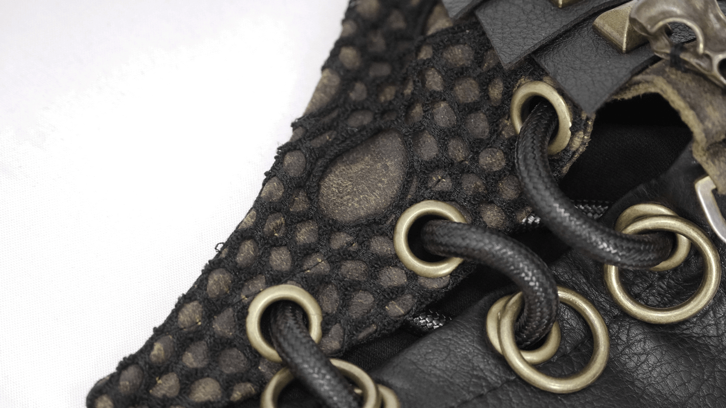 Dieselpunk Face Mask with Decorative Raven Skull / Pu Leather Mask with Copper Studs