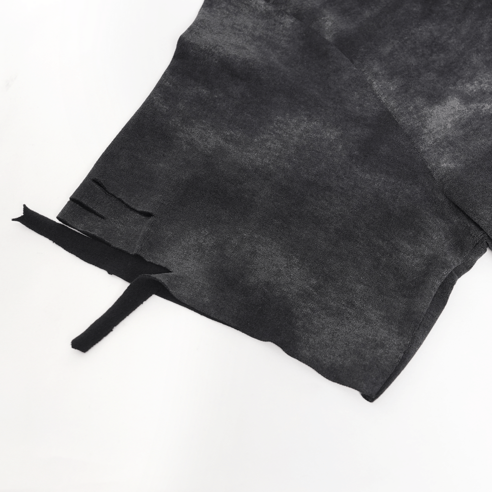 Distressed Demon Graphic T-Shirt with Ties and Rips