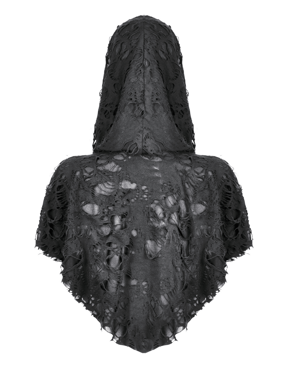 Distressed Punk Hooded Poncho Cape with Tattered Design