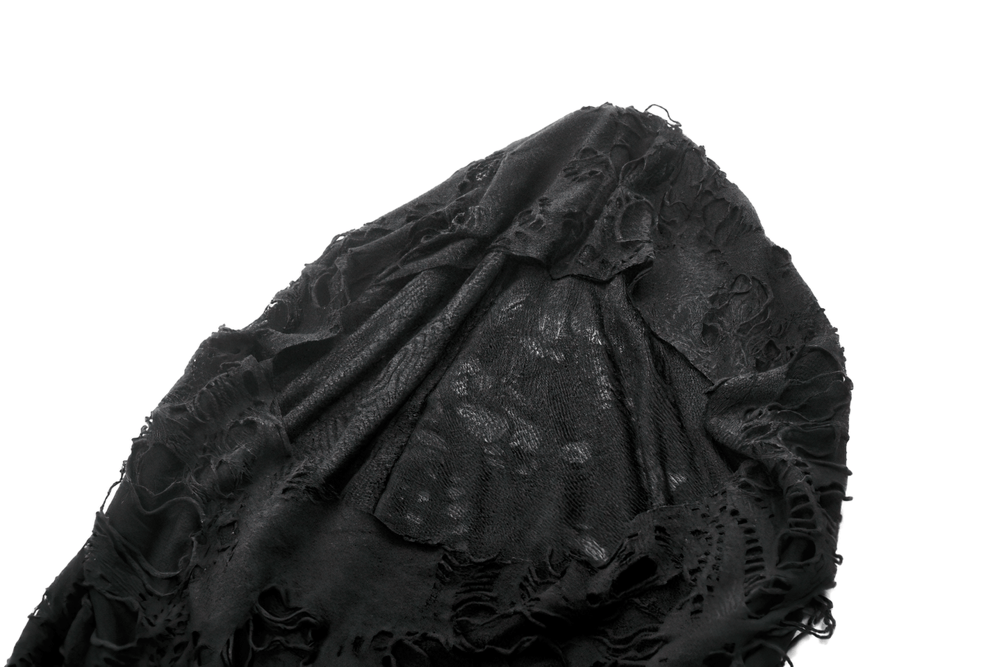 Distressed Punk Hooded Poncho Cape with Tattered Design