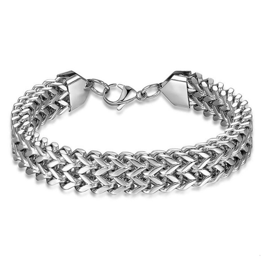 Double Side Chain Bracelet with Clasp / Men's and Women's Stainless Steel Wristband