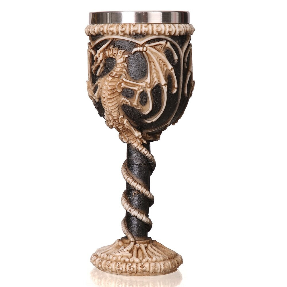 Dragon Bone Stainless Steel and Resin 200ml Retro Wine Glass / Unique Cocktail Drinkware
