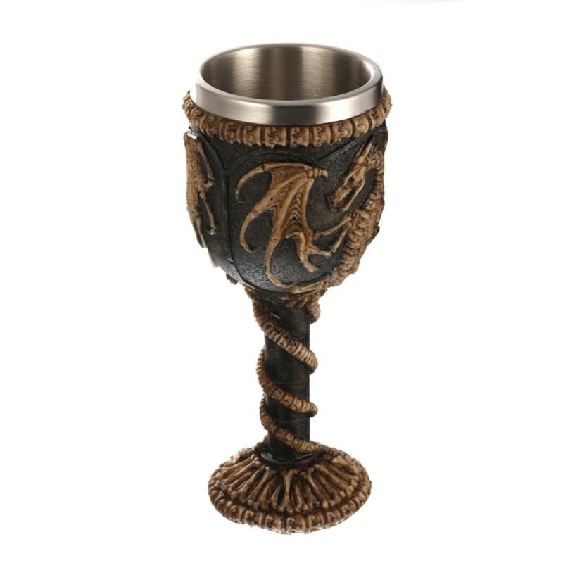 Dragon Bone Stainless Steel and Resin 200ml Retro Wine Glass / Unique Cocktail Drinkware