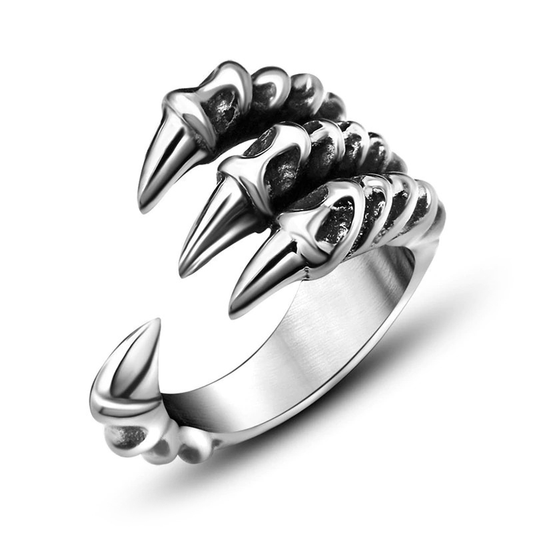 Dragon Claw Stainless Steel Men's And Women's Biker Rings / Vintage Gothic Silver-Color Jewelry