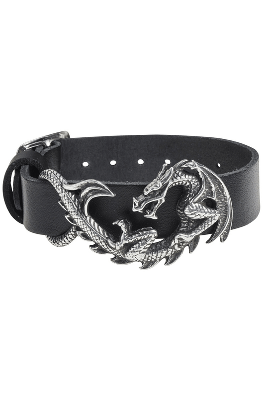 Dragon Maelstrom Leather Bracelet with 3D Pewter Detail