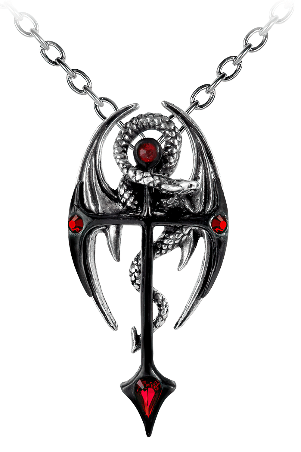 Dramatic Draconkreuz Pendant with Red Austrian Crystals