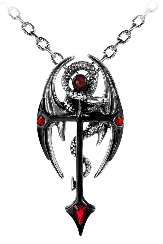 Dramatic Draconkreuz Pendant with Red Austrian Crystals