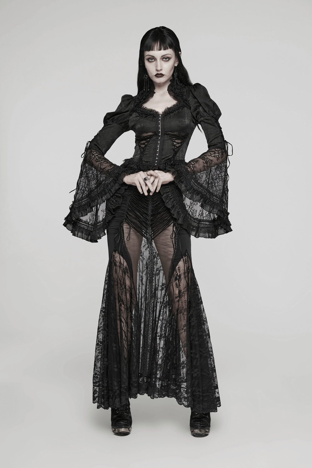 Dramatic Women's Lace Long Sleeves Gothic Blouse