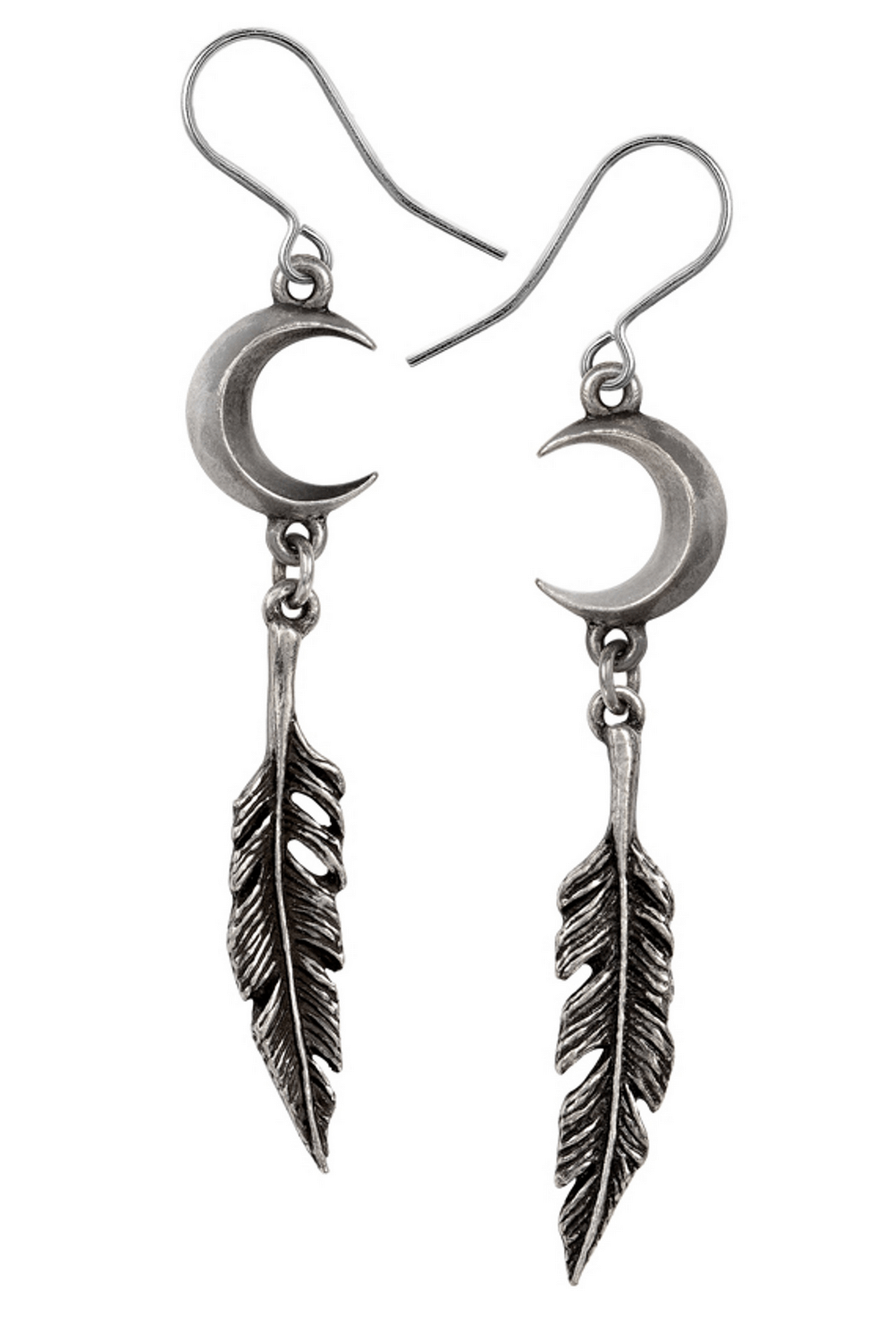 Dreamcatcher Crescent Moon and Feather Earrings