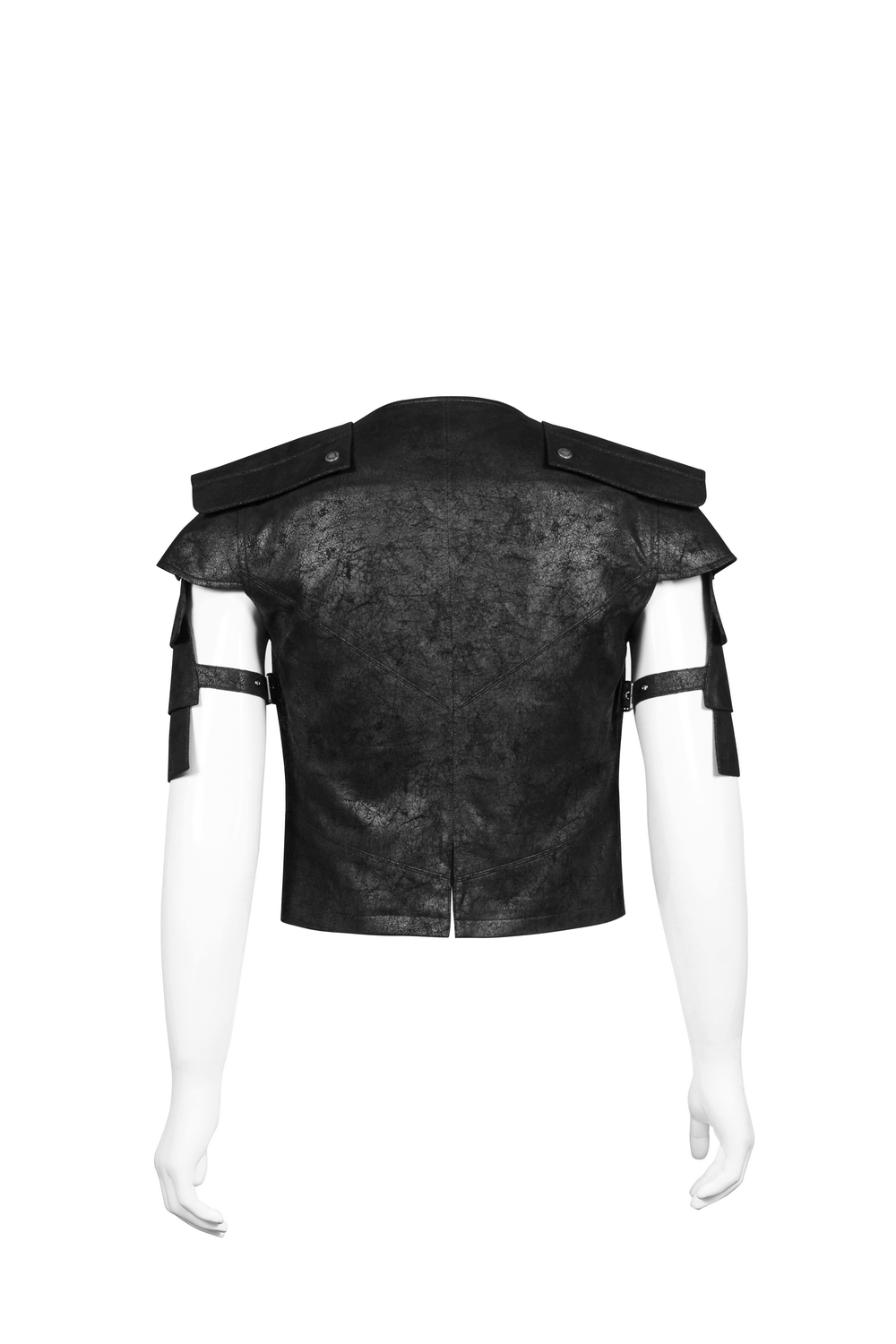 Edgy Black Leather Vest with Adjustable Straps