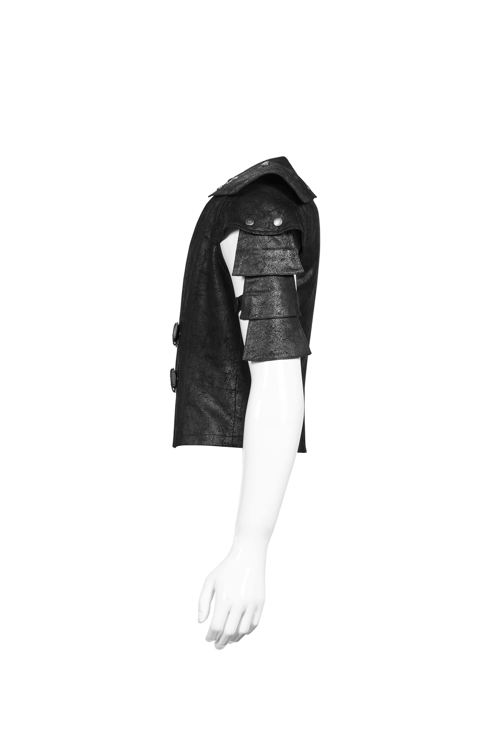 Edgy Black Leather Vest with Adjustable Straps