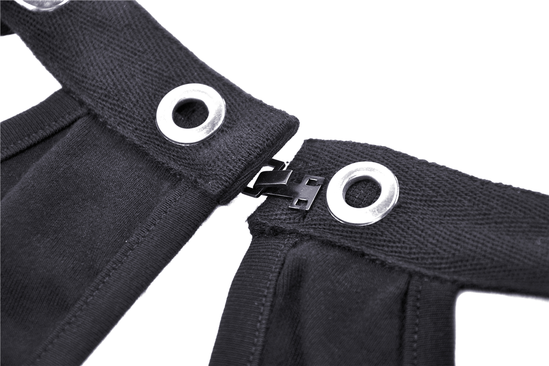 Edgy Black Mesh-Panel Crop Top With Strappy Design