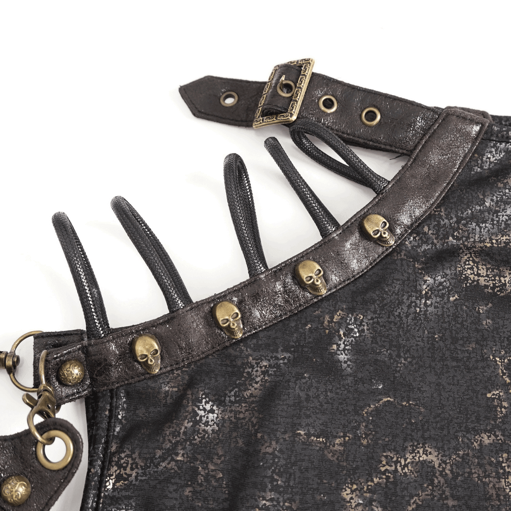 Edgy Black T-shirt with Gold Print and Pocket on Shoulder