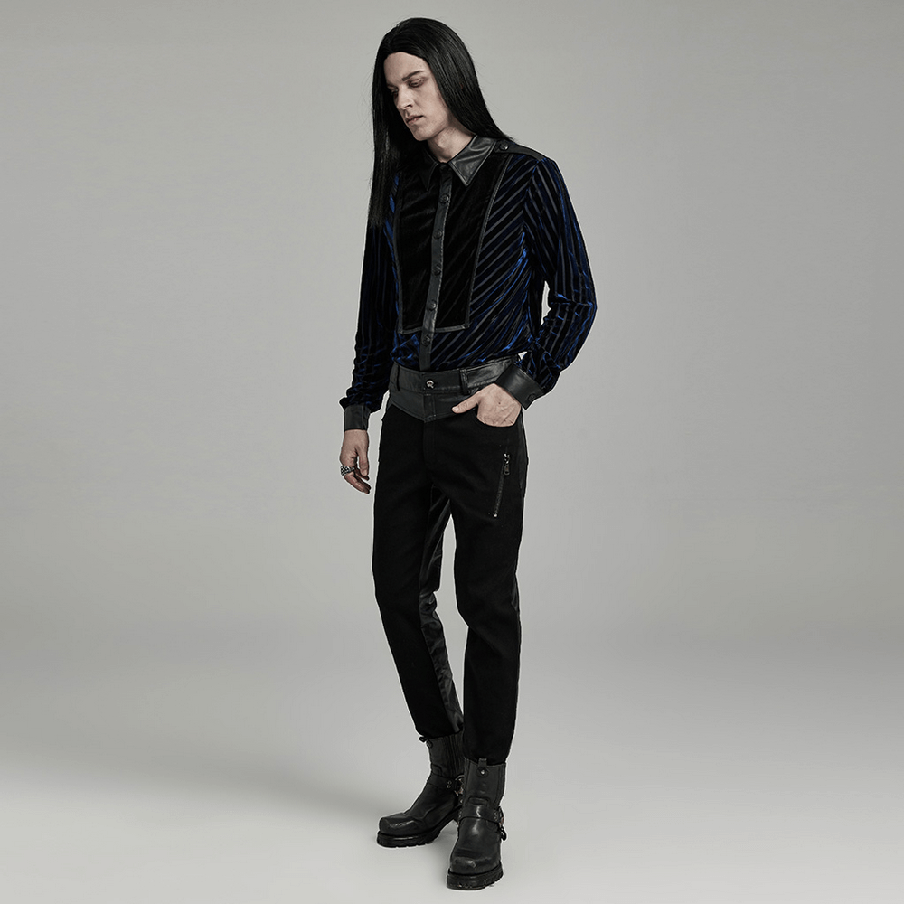 Edgy Elastic Men's Trousers With Zipper Details