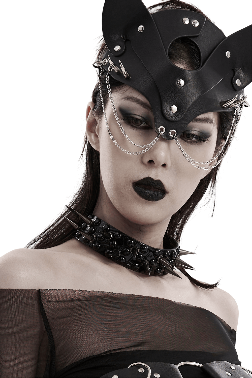 Edgy Faux Leather Spiked Choker - Punk Aesthetic