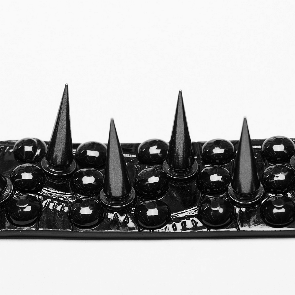 Edgy Faux Leather Spiked Choker - Punk Aesthetic