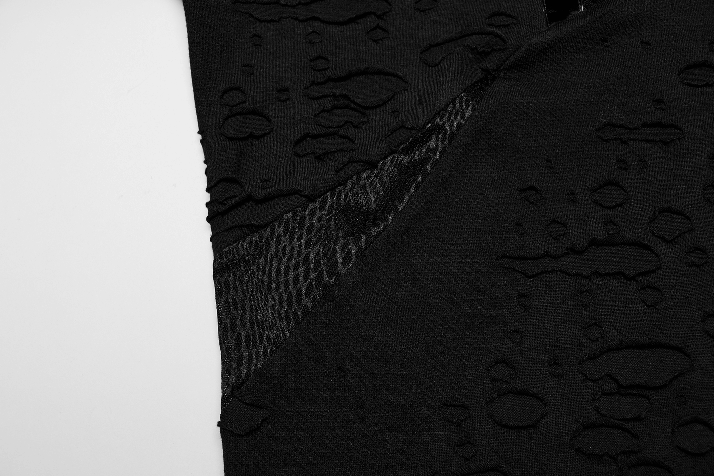 Edgy Goth Black Distressed Asymmetrical Top with Holes
