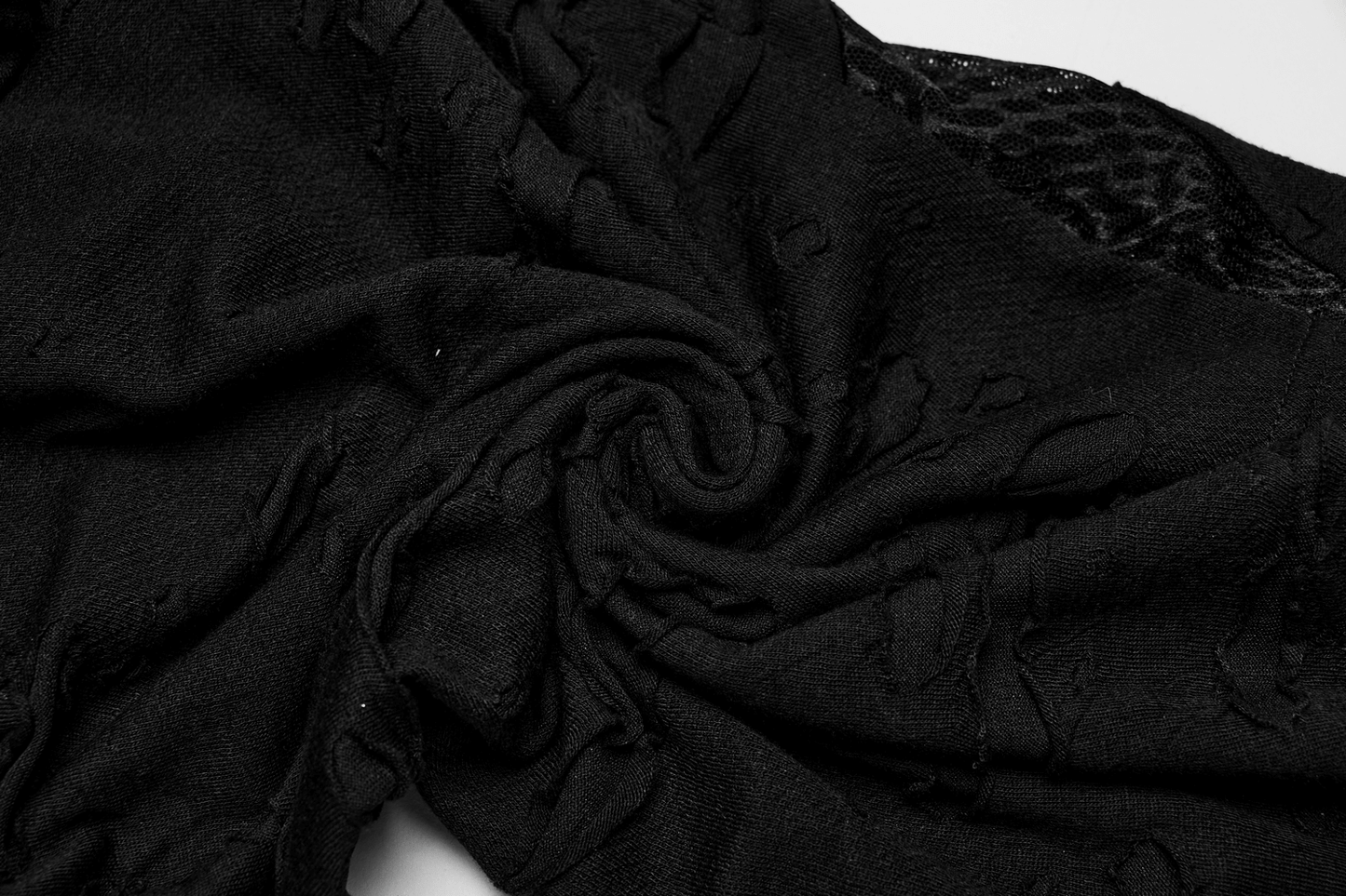 Edgy Goth Black Distressed Asymmetrical Top with Holes