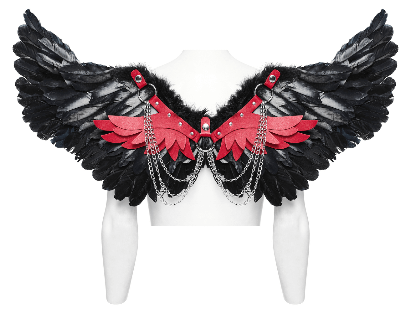 Edgy Gothic Demon Feather Wing Harness with Chains