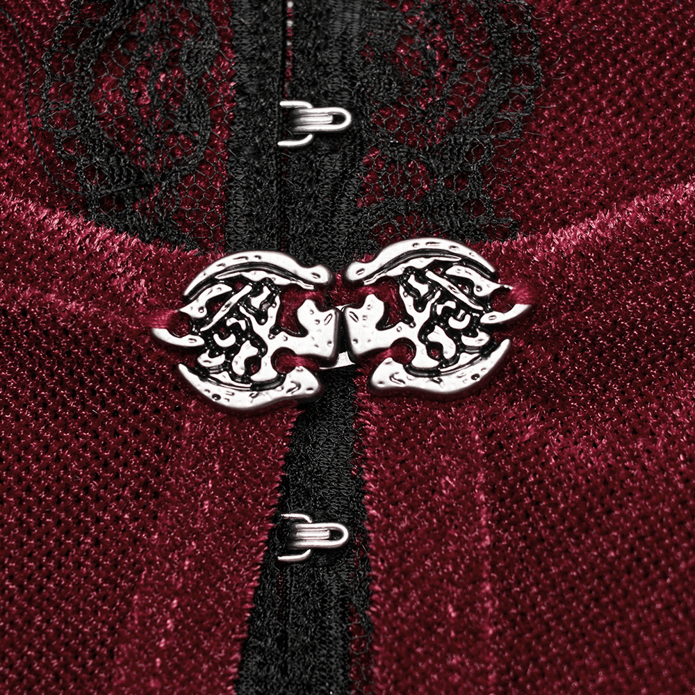 Edgy Gothic Elastic Mesh Two-Piece Top with Hooks