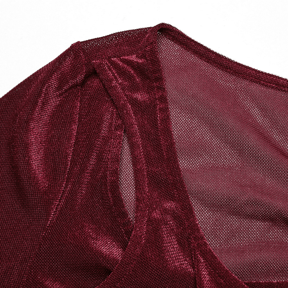 Edgy Gothic Elastic Mesh Two-Piece Top with Hooks